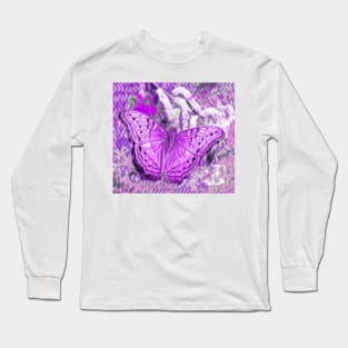 Ultra-violet butterfly and abstract background Long Sleeve T-Shirt